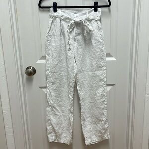 H by Halston 100% Linen White Trousers‎